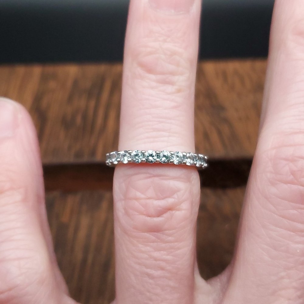 Size 5 925 Sterling Silver Very Pale Blue Cubic Zirconia Gems Ring